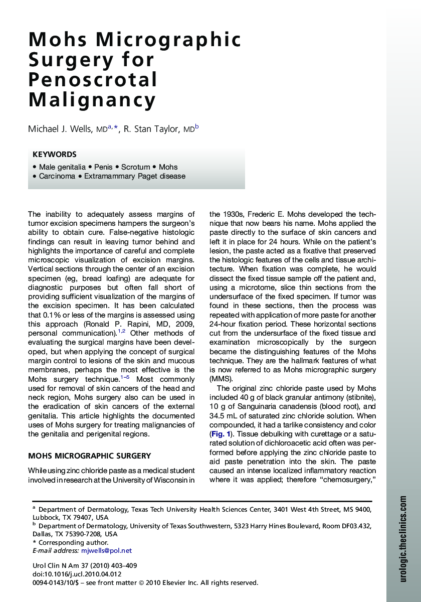 Mohs Micrographic Surgery for Penoscrotal Malignancy