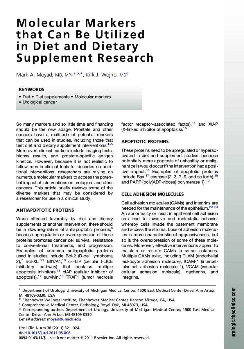 Molecular Markers that Can Be Utilized inÂ Diet and Dietary Supplement Research