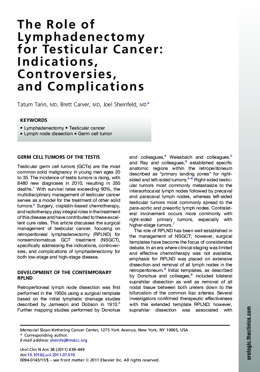 The Role of Lymphadenectomy for Testicular Cancer: Indications, Controversies, and Complications