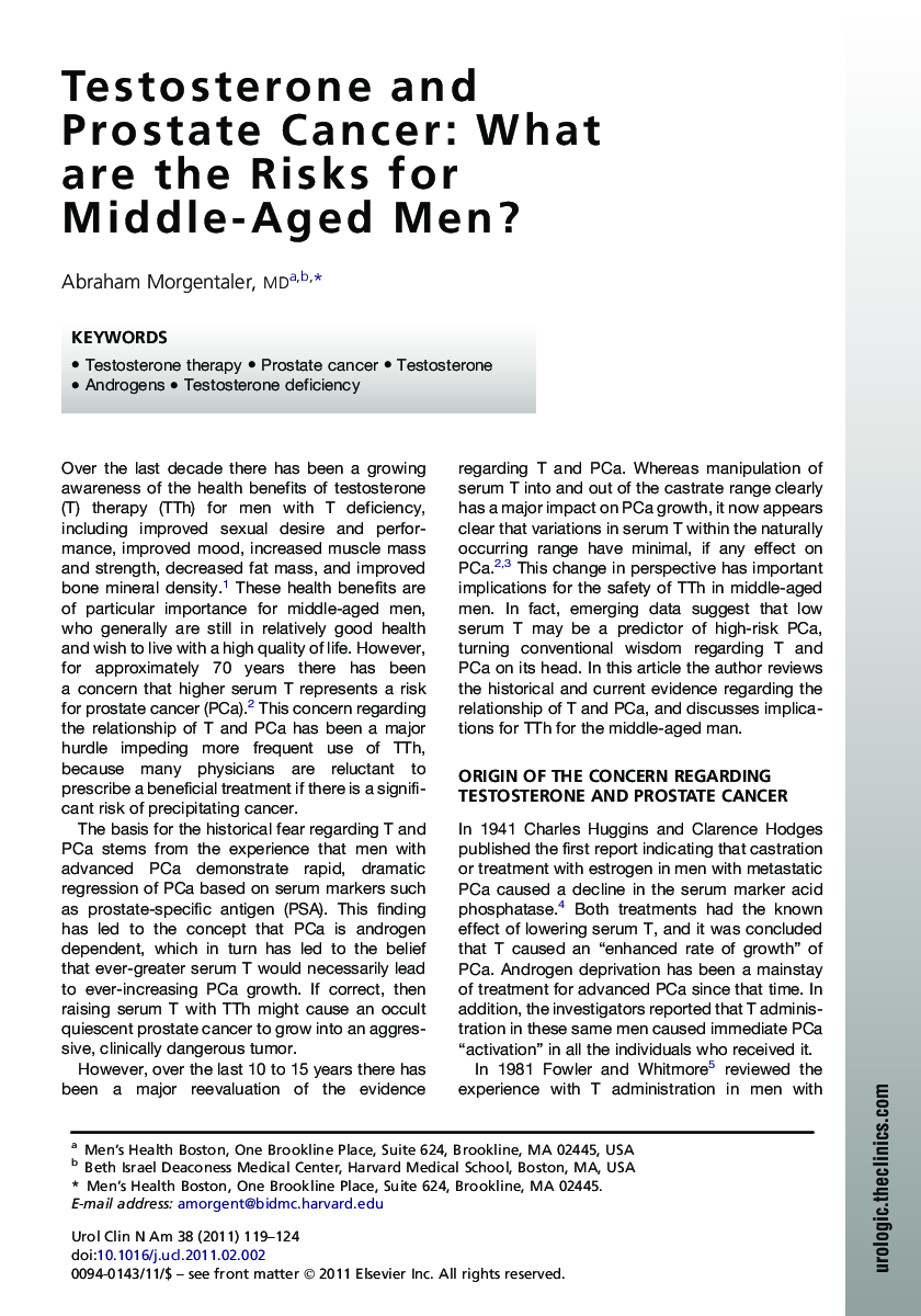 Testosterone and Prostate Cancer: What are the Risks for Middle-Aged Men?