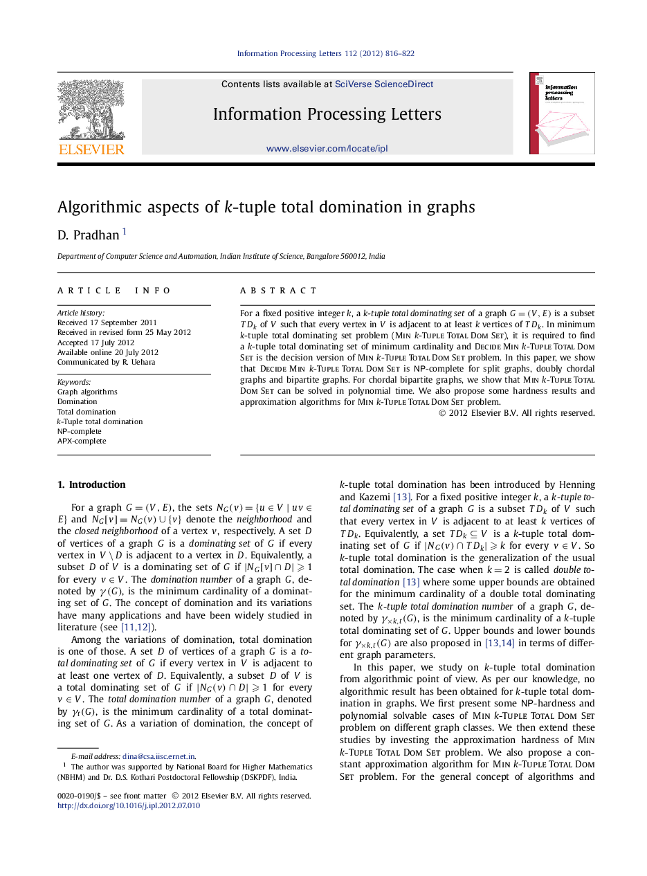 Algorithmic aspects of k-tuple total domination in graphs