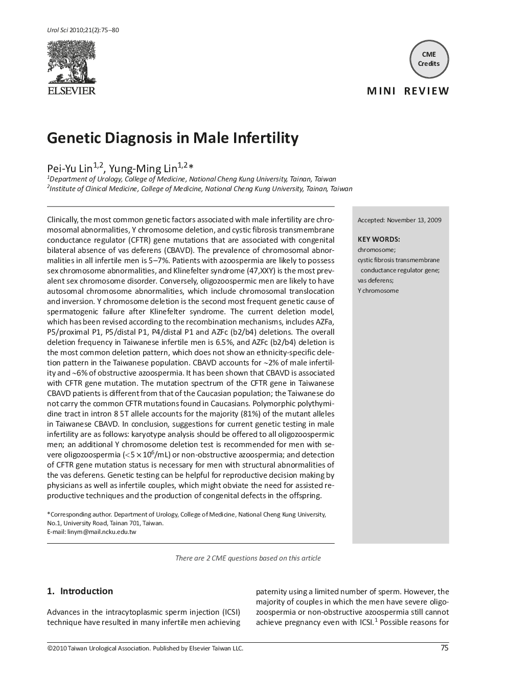 Genetic Diagnosis in Male Infertility