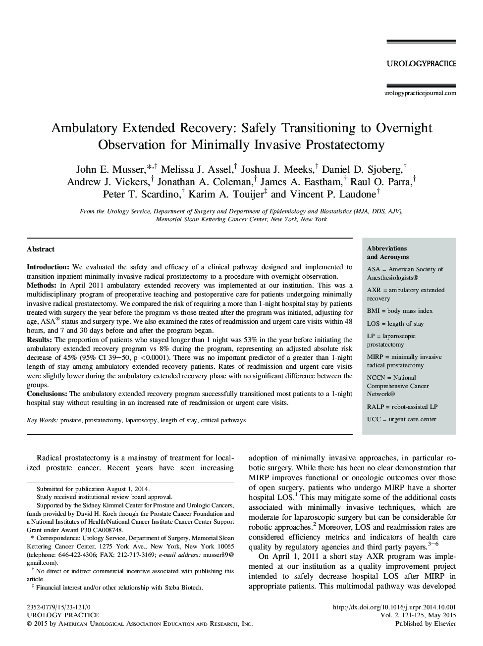 Ambulatory Extended Recovery: Safely Transitioning to Overnight Observation for Minimally Invasive Prostatectomy