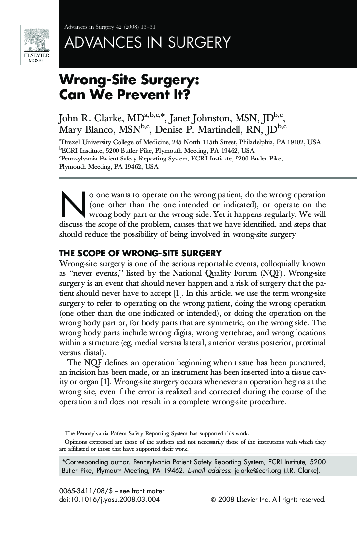 Wrong-Site Surgery: Can We Prevent It?