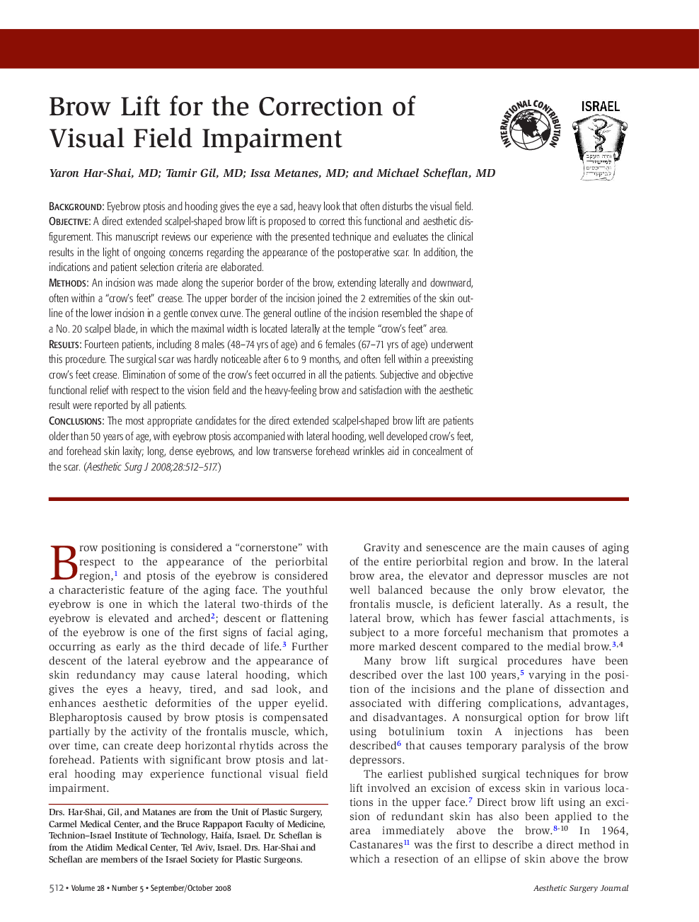 Brow Lift for the Correction of Visual Field Impairment