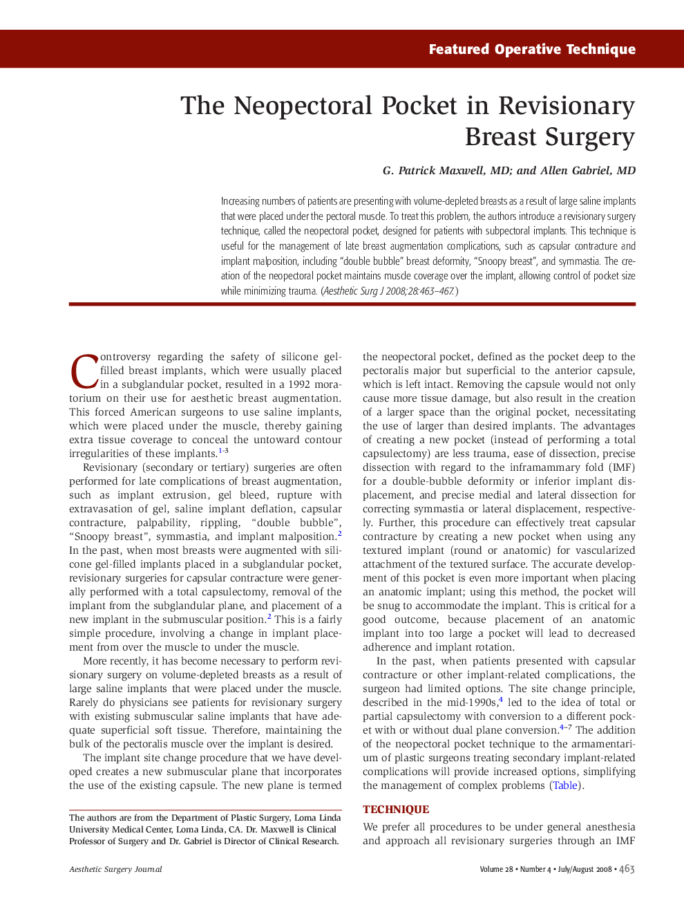 The Neopectoral Pocket in Revisionary Breast Surgery