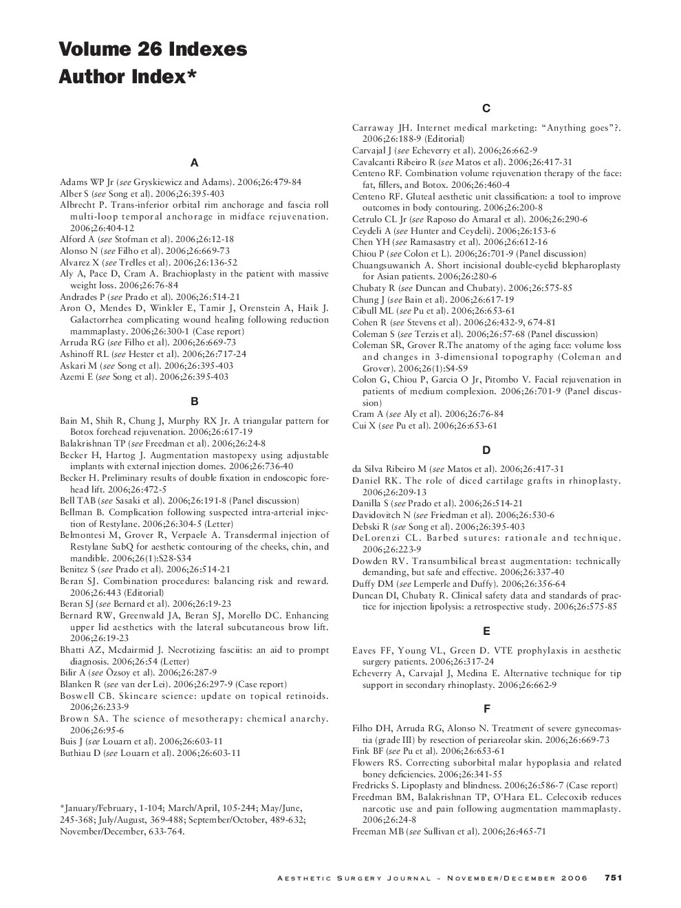 Volume 26 indexes