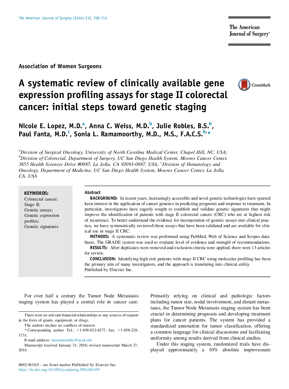 A systematic review of clinically available gene expression profiling assays for stage II colorectal cancer: initial steps toward genetic staging 