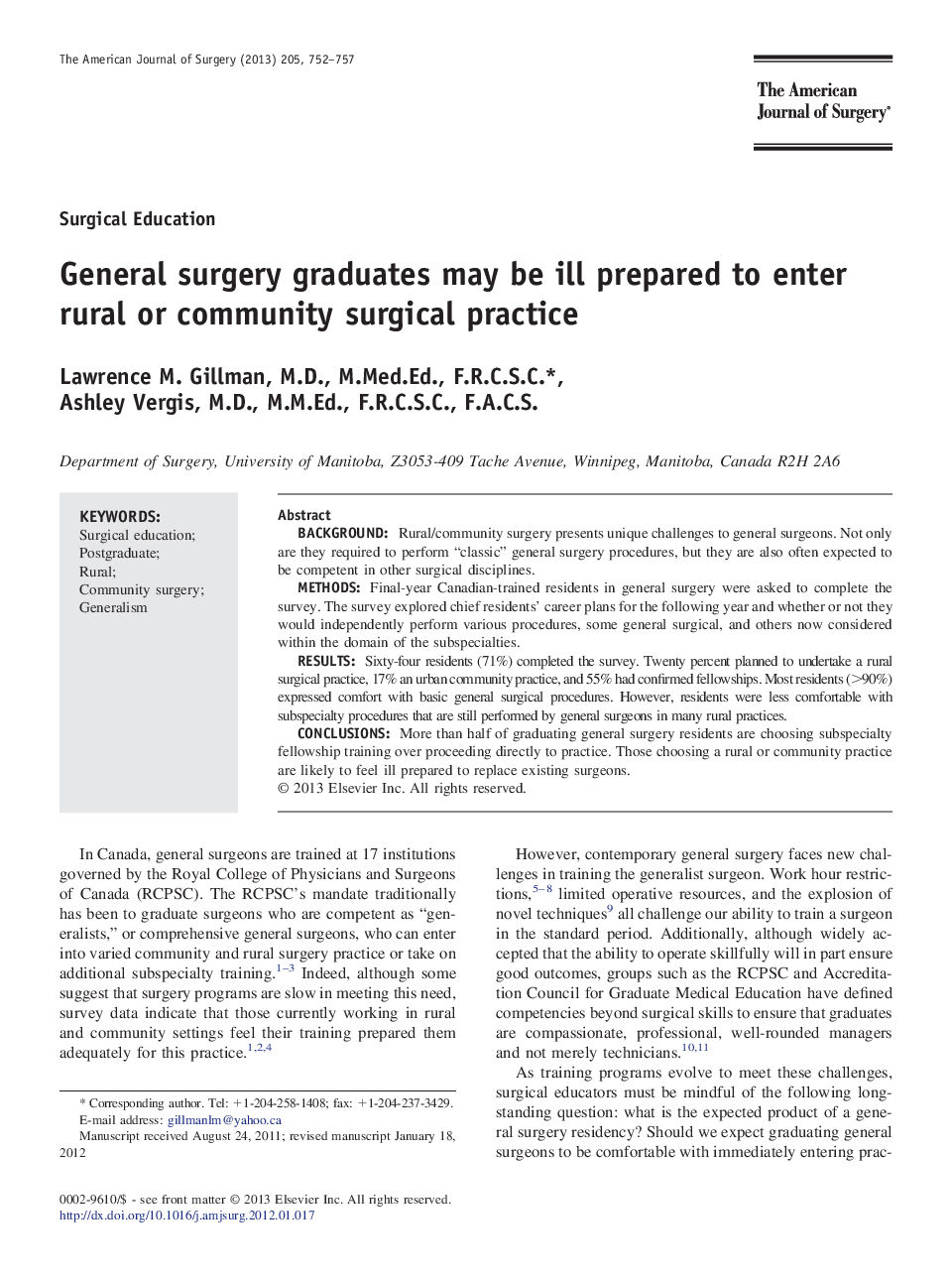 General surgery graduates may be ill prepared to enter rural or community surgical practice