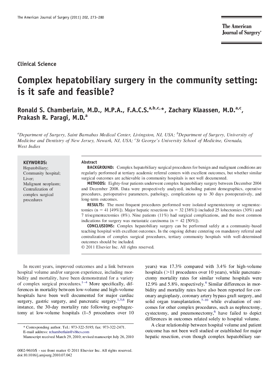 Complex hepatobiliary surgery in the community setting: is it safe and feasible?