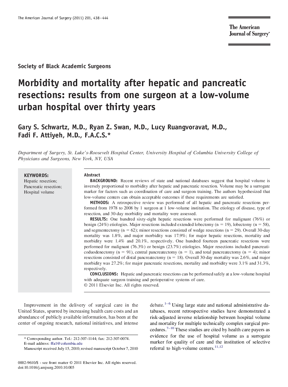 Morbidity and mortality after hepatic and pancreatic resections: results from one surgeon at a low-volume urban hospital over thirty years