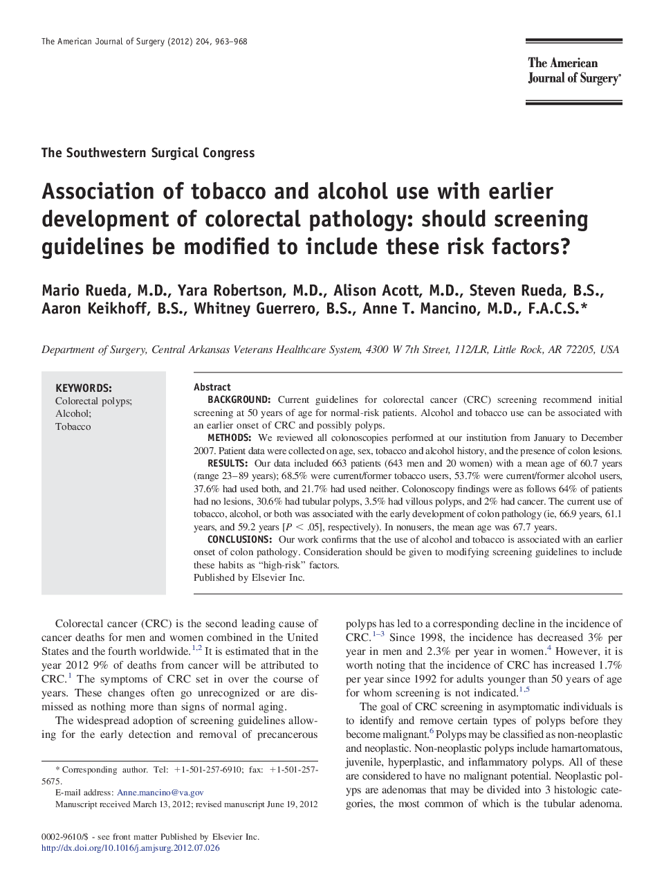 Association of tobacco and alcohol use with earlier development of colorectal pathology: should screening guidelines be modified to include these risk factors?