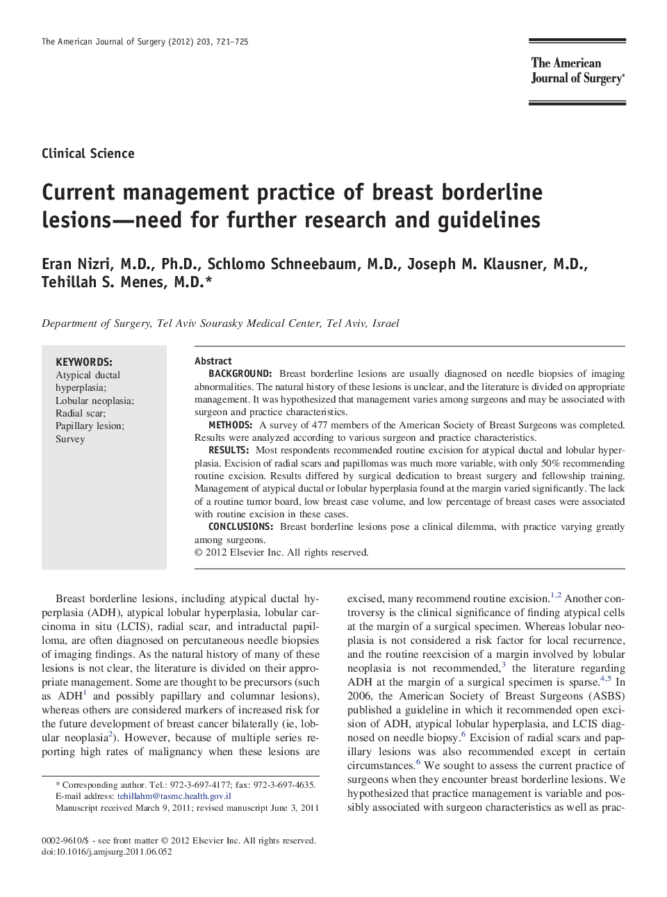 Current management practice of breast borderline lesions—need for further research and guidelines