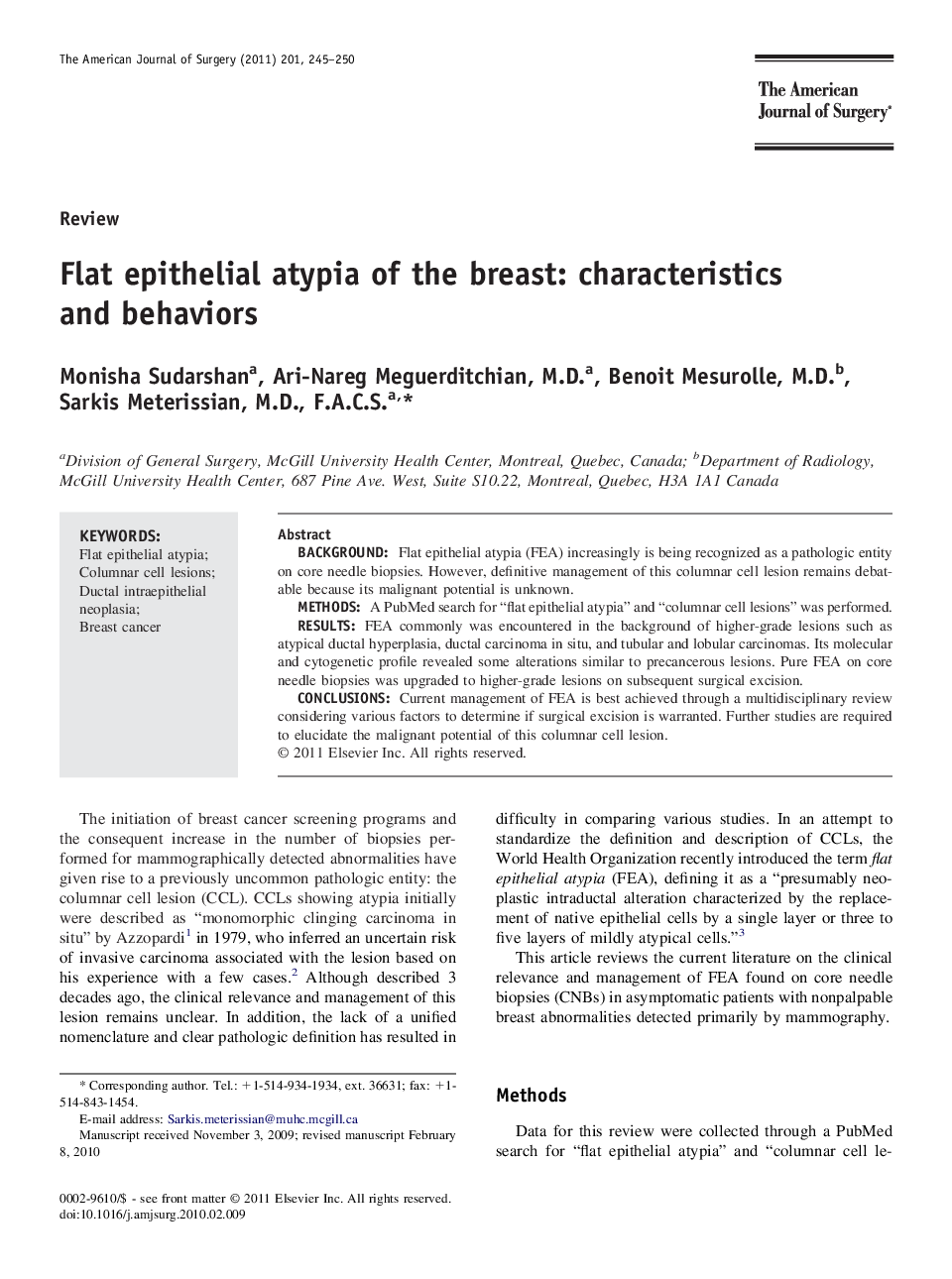 Flat epithelial atypia of the breast: characteristics and behaviors