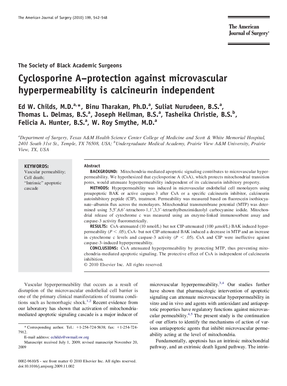 Cyclosporine A–protection against microvascular hyperpermeability is calcineurin independent