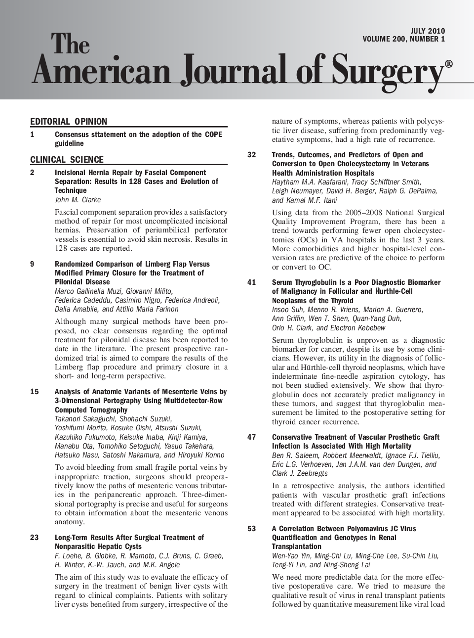 Table of contents