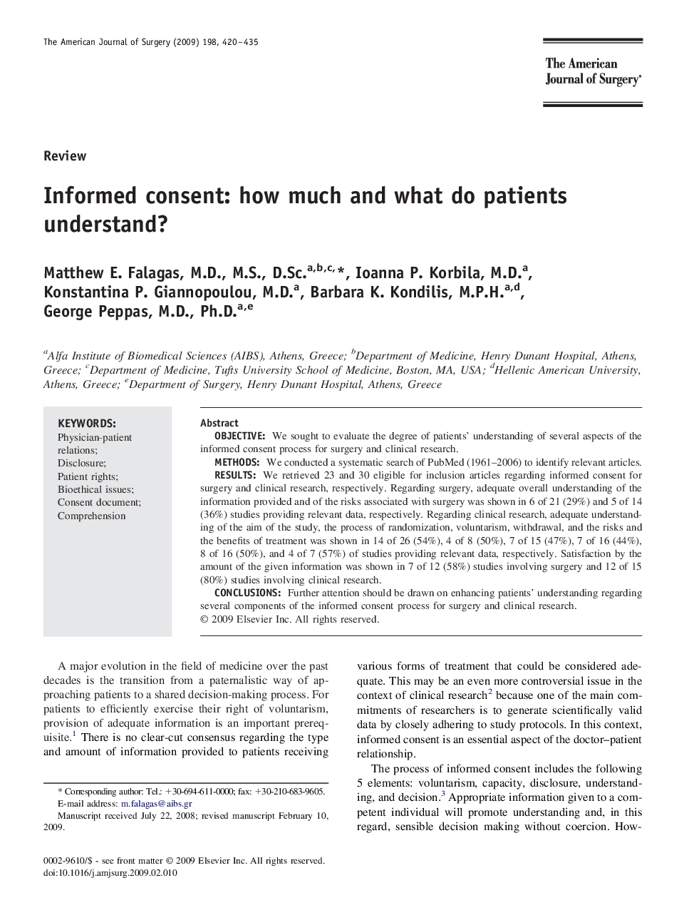 Informed consent: how much and what do patients understand?