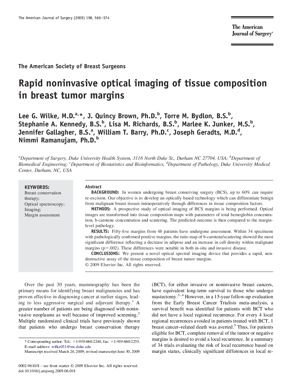 Rapid noninvasive optical imaging of tissue composition in breast tumor margins