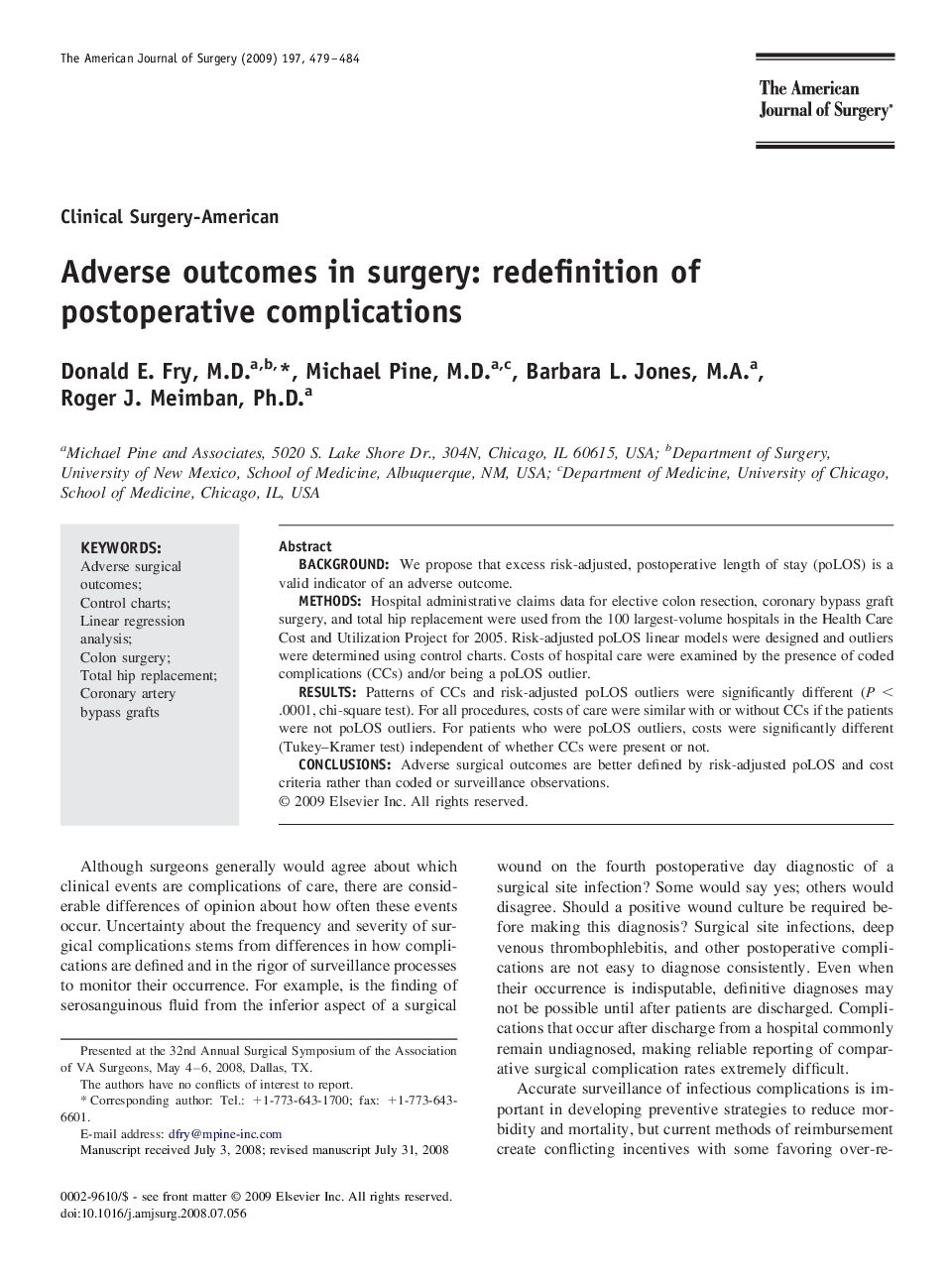 Adverse outcomes in surgery: redefinition of postoperative complications 