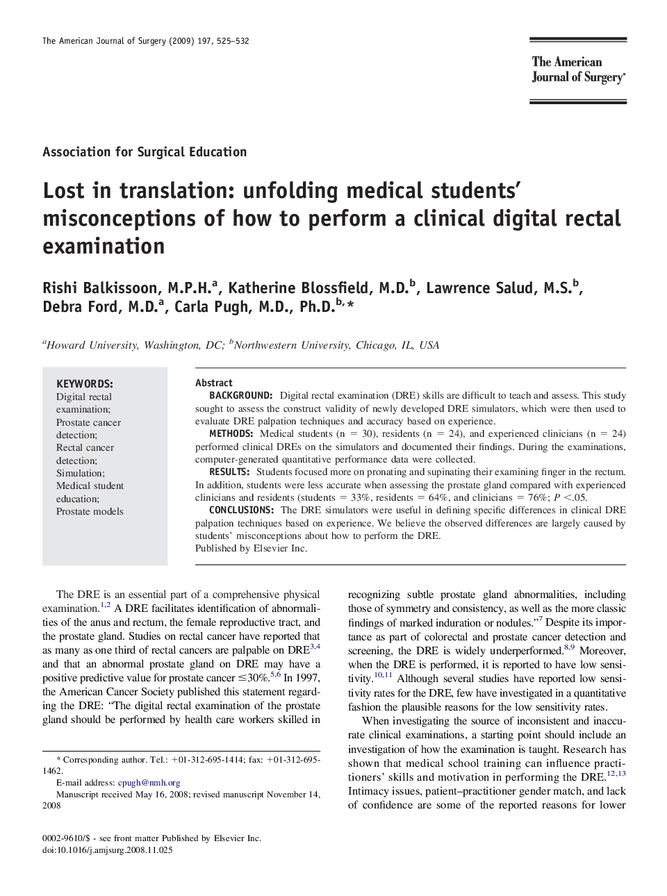 Lost in translation: unfolding medical students' misconceptions of how to perform a clinical digital rectal examination