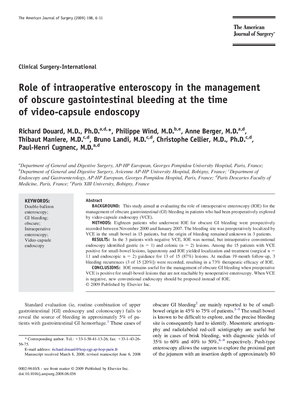 Role of intraoperative enteroscopy in the management of obscure gastointestinal bleeding at the time of video-capsule endoscopy