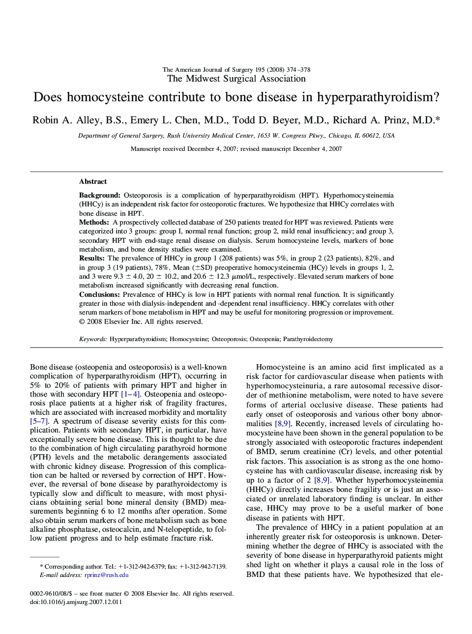 Does homocysteine contribute to bone disease in hyperparathyroidism?