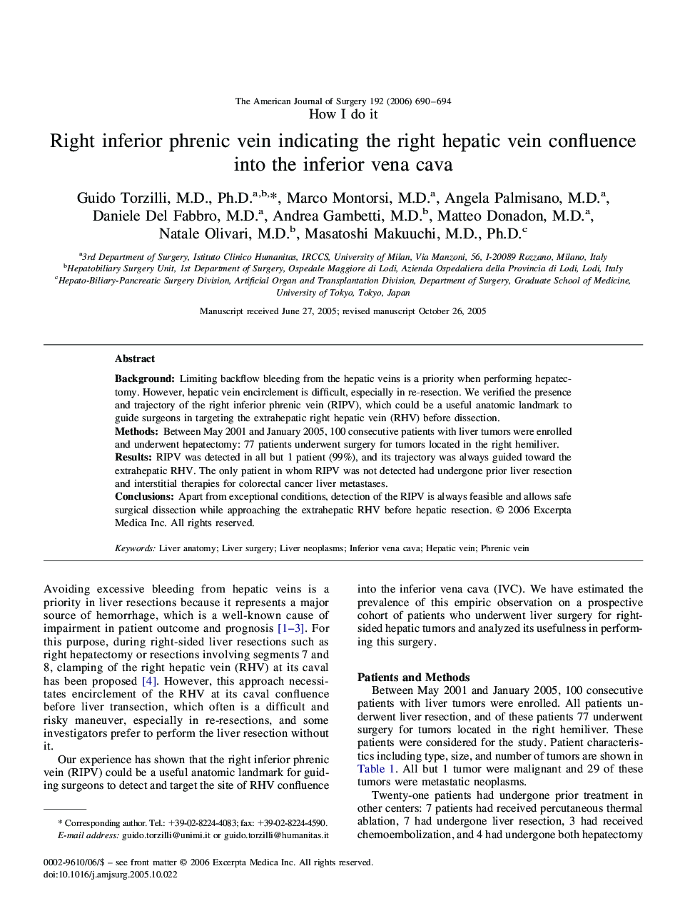 Right inferior phrenic vein indicating the right hepatic vein confluence into the inferior vena cava
