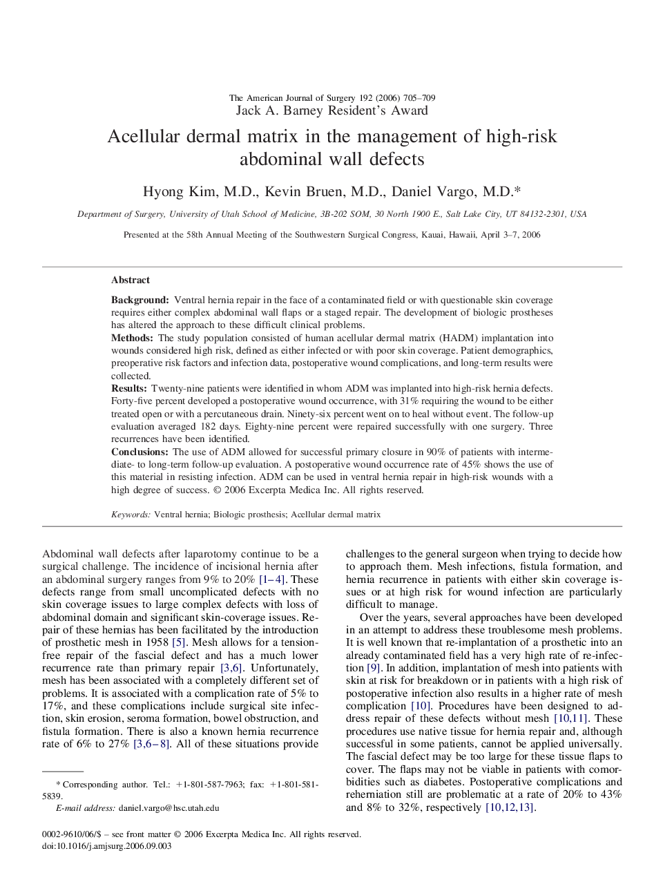 عکس صفحه اول مقاله: Acellular dermal matrix in the management of high-risk abdominal wall defects Acellular dermal matrix in the management of high-risk abdominal wall defects