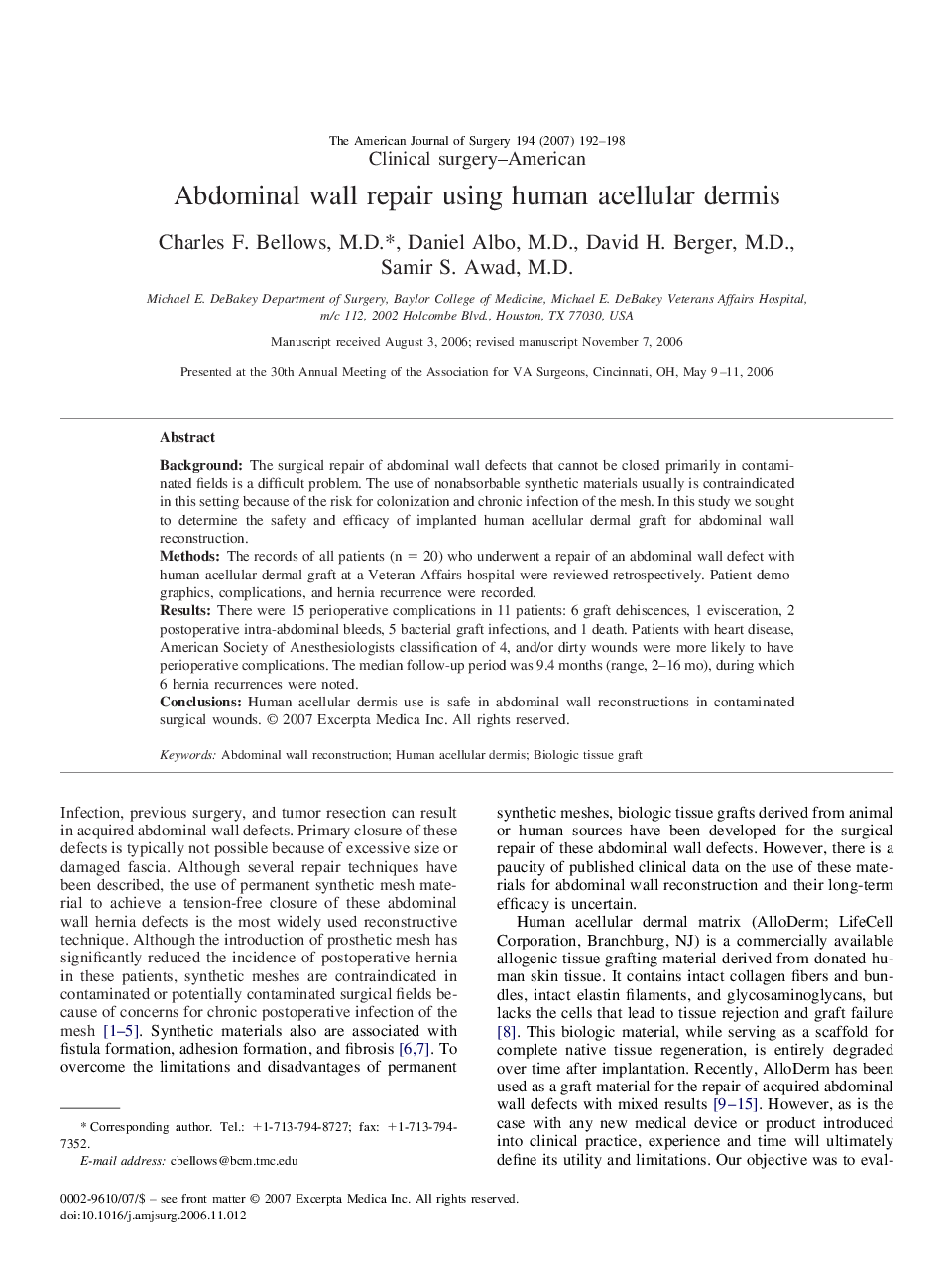 Abdominal wall repair using human acellular dermis