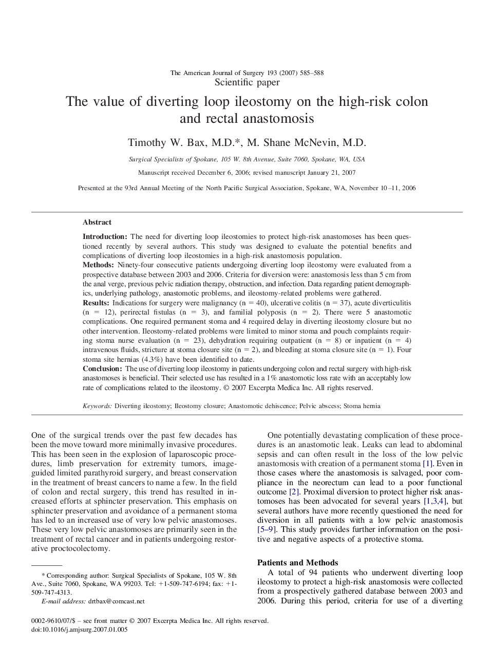 The value of diverting loop ileostomy on the high-risk colon and rectal anastomosis