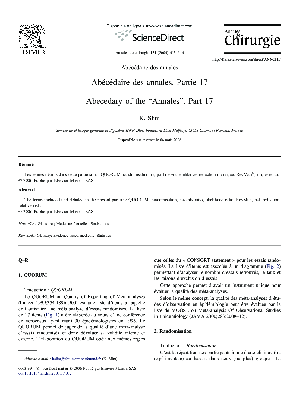 Abécédaire desÂ annales. Partie 17