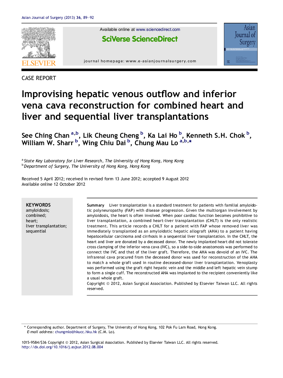 Improvising hepatic venous outflow and inferior vena cava reconstruction for combined heart and liver and sequential liver transplantations