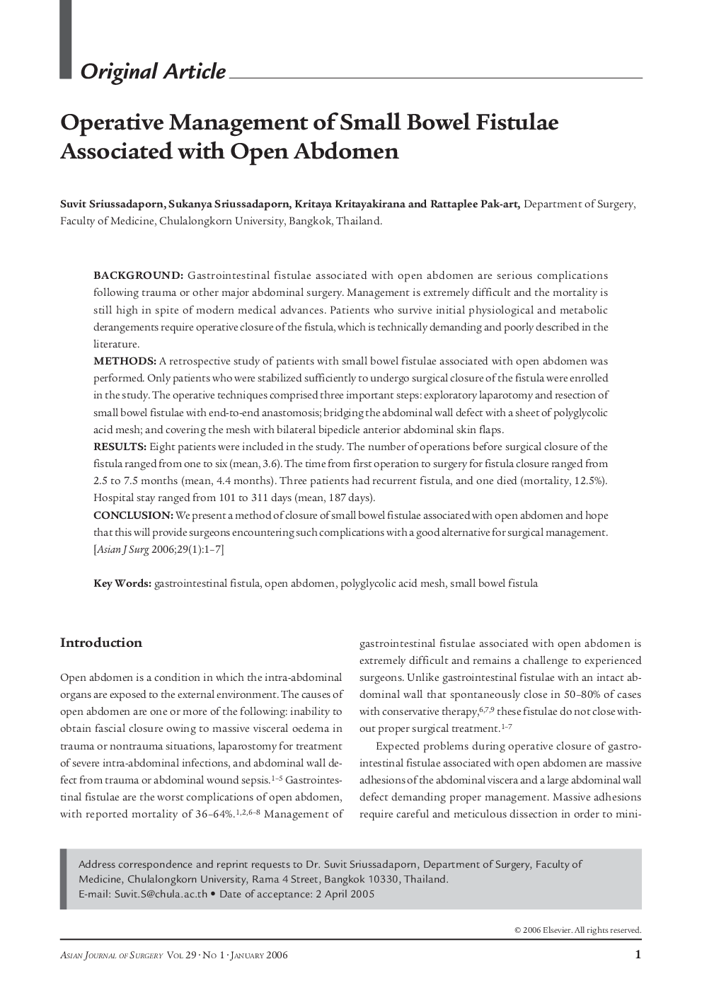 Operative Management of Small Bowel Fistulae Associated with Open Abdomen