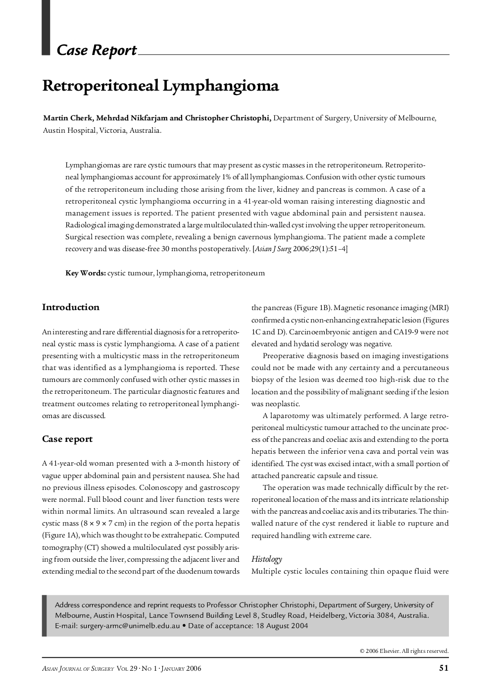 Retroperitoneal Lymphangioma