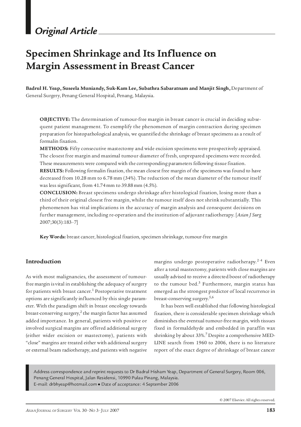 Specimen Shrinkage and Its Influence on Margin Assessment in Breast Cancer
