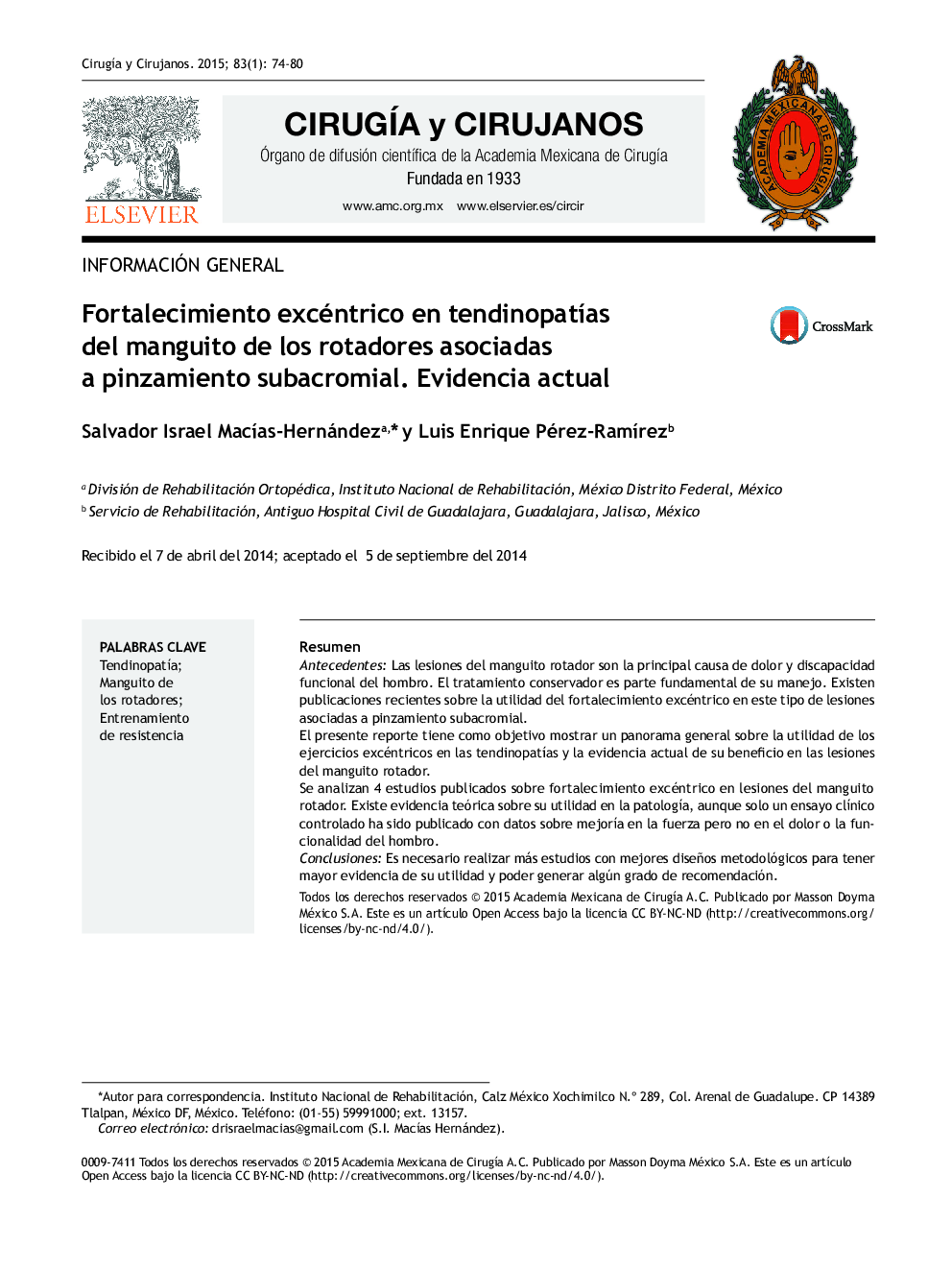 Fortalecimiento excéntrico en tendinopatías del manguito de los rotadores asociadas a pinzamiento subacromial. Evidencia actual