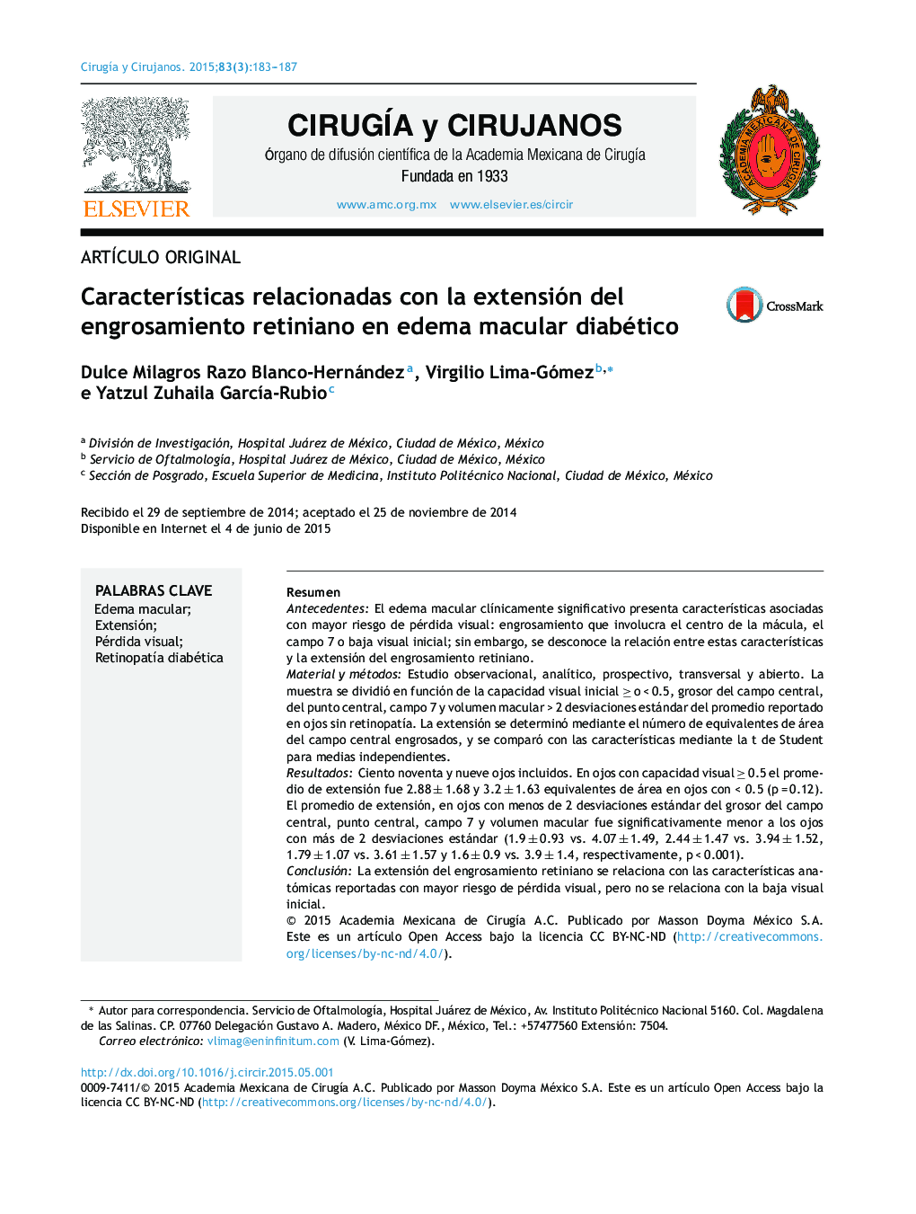 Características relacionadas con la extensión del engrosamiento retiniano en edema macular diabético