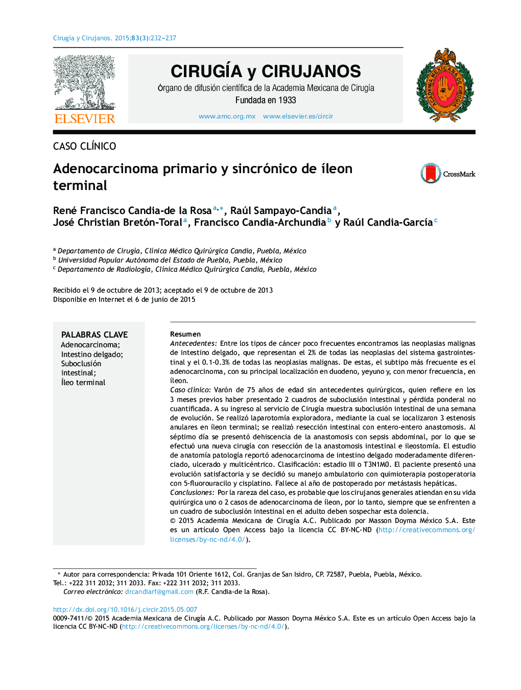 Adenocarcinoma primario y sincrónico de íleon terminal