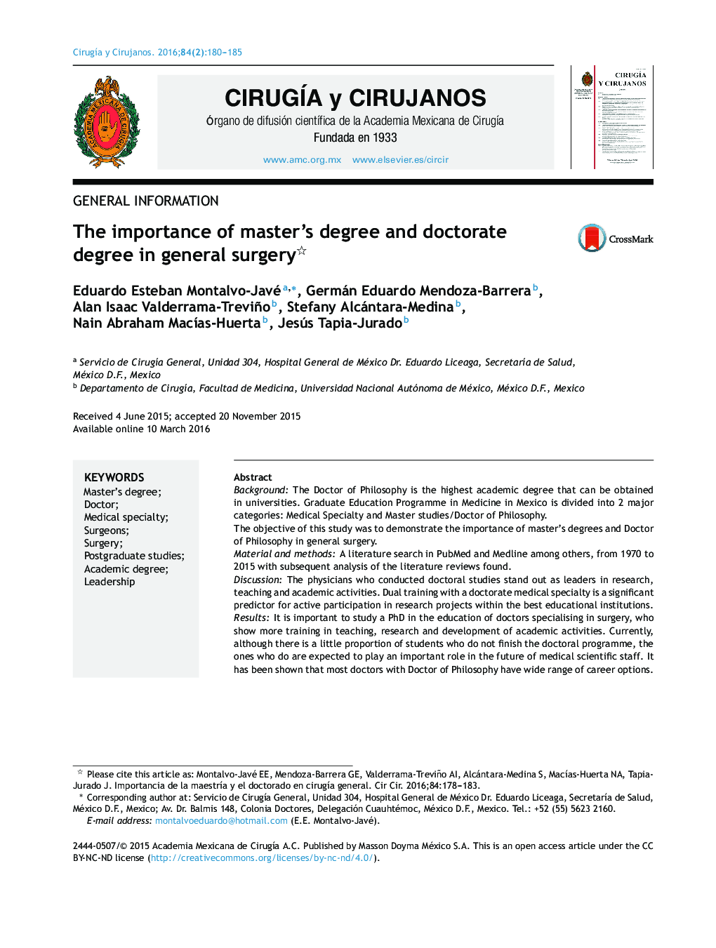 The importance of master's degree and doctorate degree in general surgery 