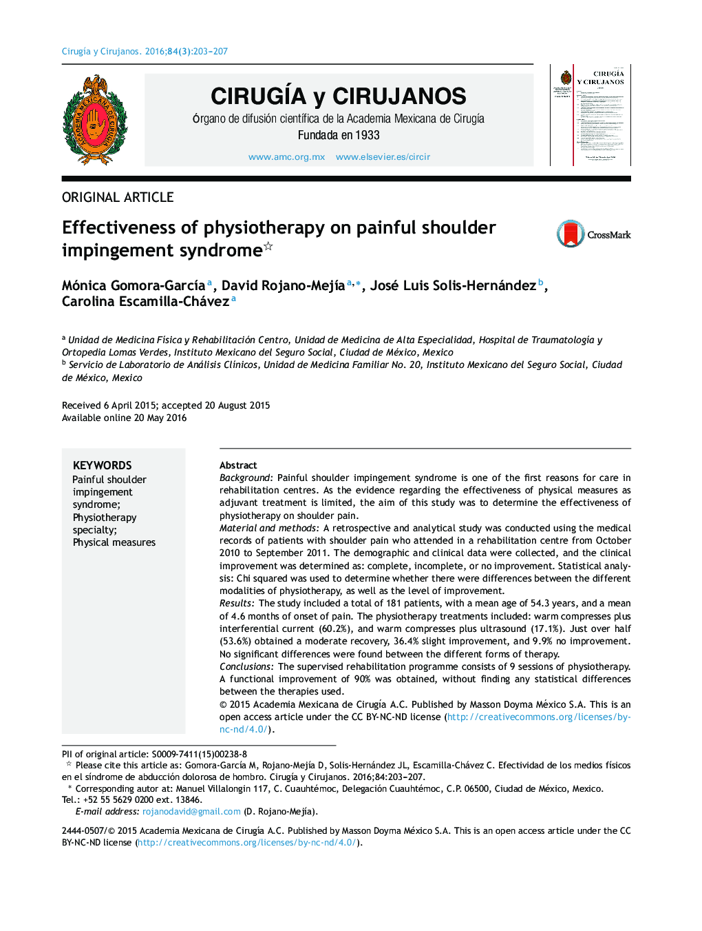 Effectiveness of physiotherapy on painful shoulder impingement syndrome 