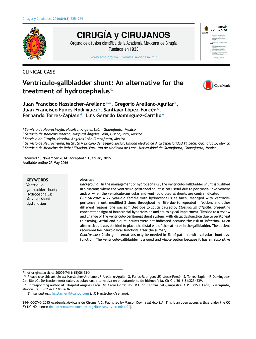 Ventriculo-gallbladder shunt: An alternative for the treatment of hydrocephalus 