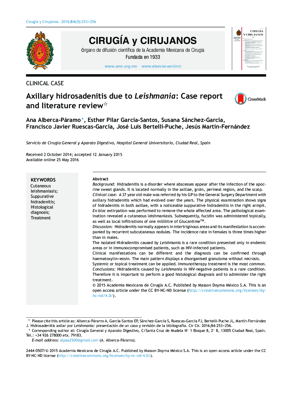 Axillary hidrosadenitis due to Leishmania: Case report and literature review 