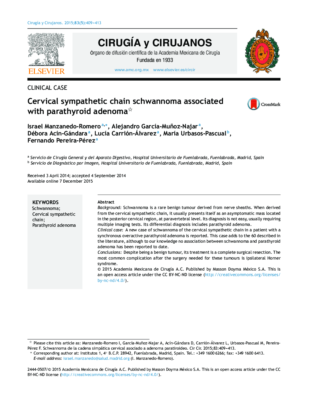 Cervical sympathetic chain schwannoma associated with parathyroid adenoma 