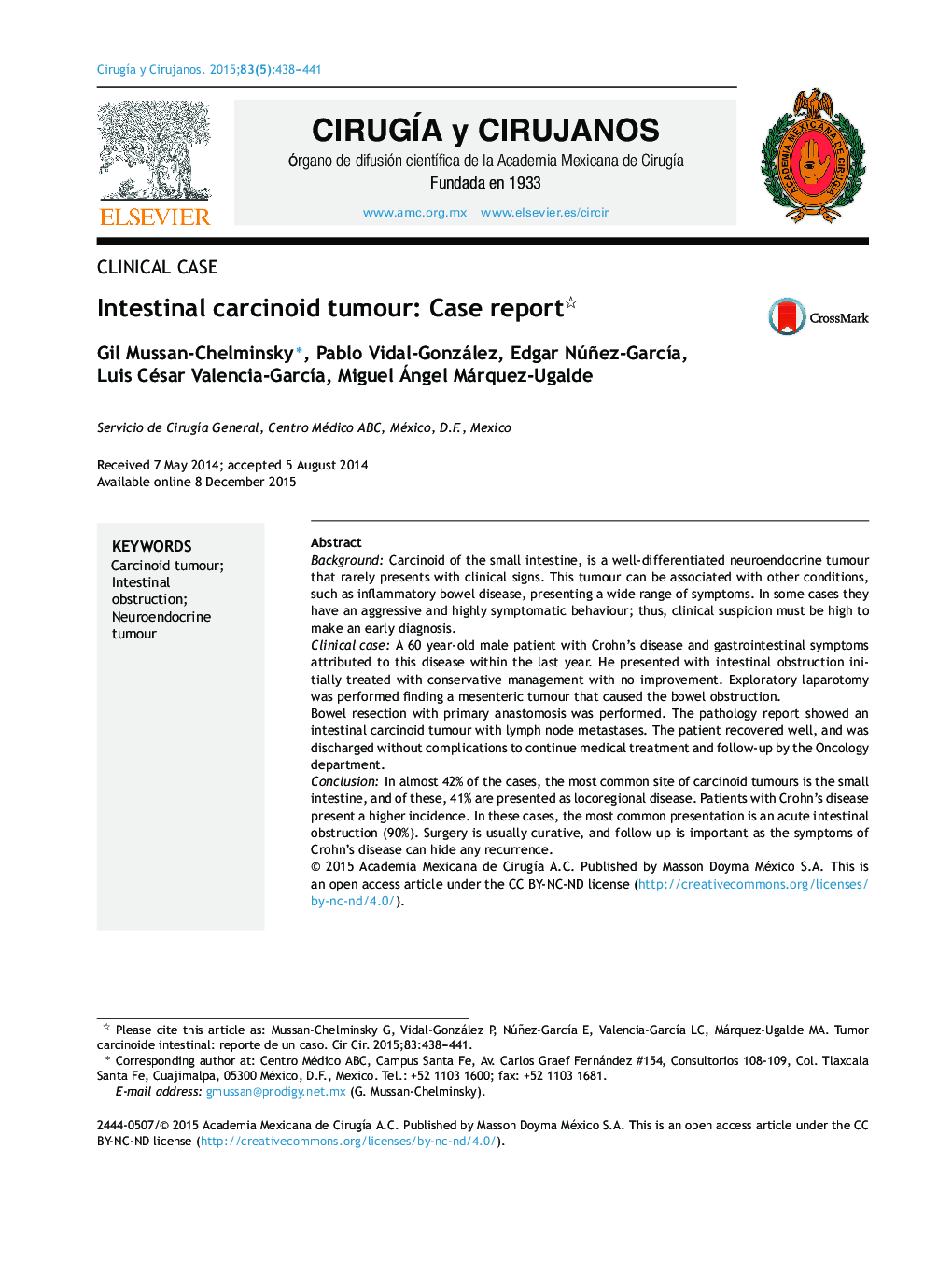 Intestinal carcinoid tumour: Case report 