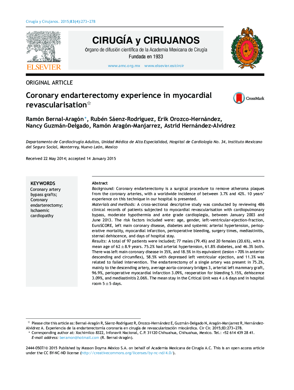 Coronary endarterectomy experience in myocardial revascularisation 