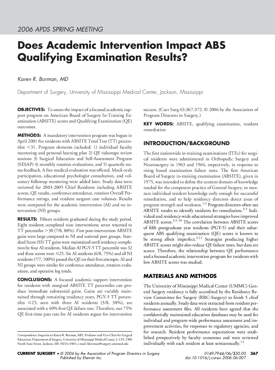 Does Academic Intervention Impact ABS Qualifying Examination Results?