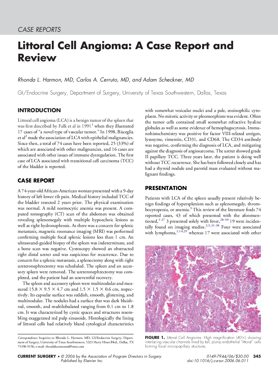 Littoral Cell Angioma: A Case Report and Review