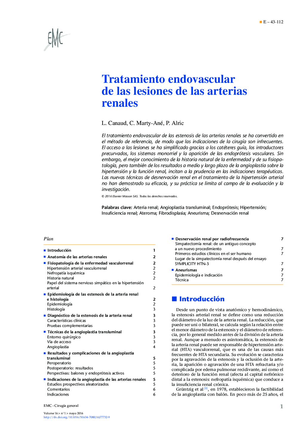 Tratamiento endovascular de las lesiones de las arterias renales