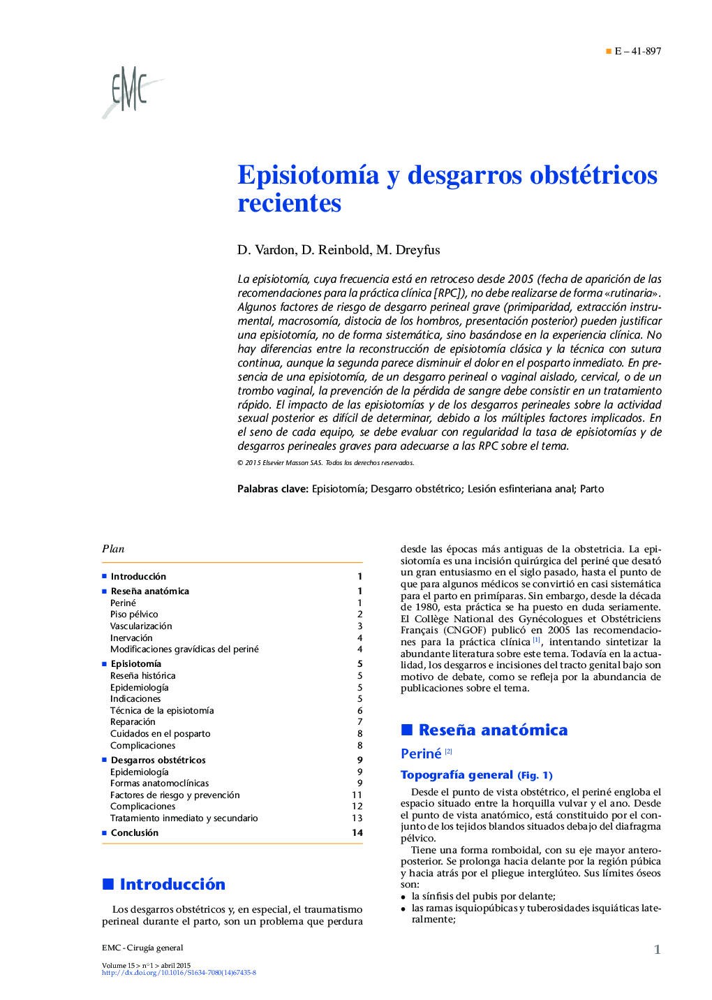 EpisiotomÃ­a y desgarros obstétricos recientes