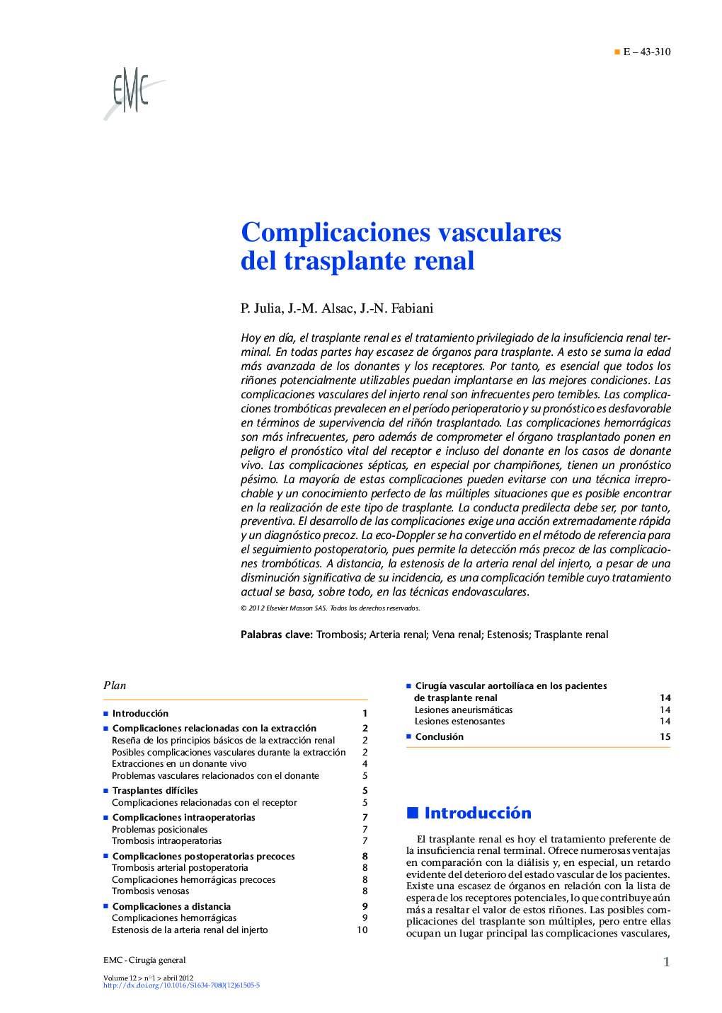 Complicaciones vasculares del trasplante renal